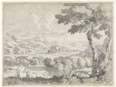 Paesaggio collinare con pastori da Johannes Glauber