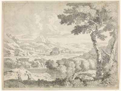 Paesaggio collinare con pastori da Johannes Glauber