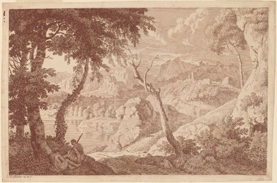 Paesaggio Montano con Due Uomini che Riposano da Johannes Glauber