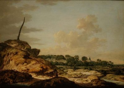 Paesaggio con cacciatore e vista lontana di Middleburg da Johannes Goedaert