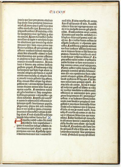 Foglio della Bibbia Gutenberg da Johannes Gutenberg