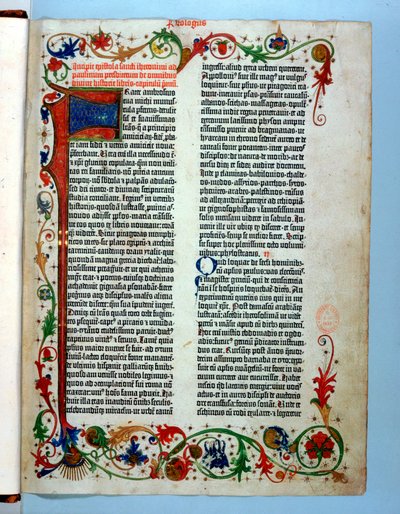Pagina da una Bibbia di Gutenberg da Johannes Gutenberg