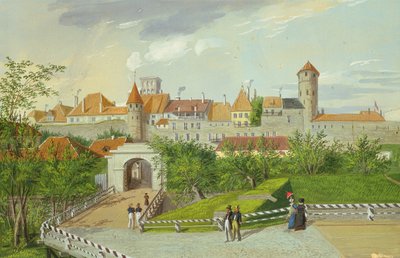 Veduta della piccola porta costiera con le torri Hattorpe e Stolting, Tallinn da Johannes Hau