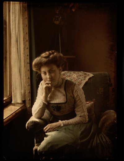 Donna seduta vicino alla finestra da Johannes Hendrikus Antonius Maria Lutz