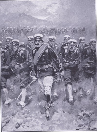 Una carica della fanteria giapponese, illustrazione da Cassells History of the Russo-Japanese War Vol 1, c.1900 da Johannes Hermann Barend Koekkoek