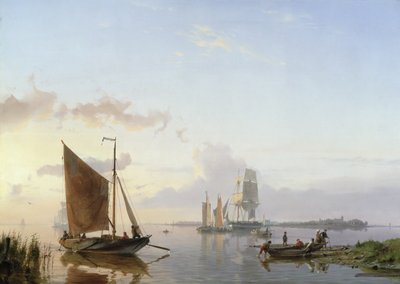 Imbarcazioni a vela in un estuario, 1853 da Johannes Hermann Barend Koekkoek