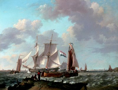 Navi vicino alla costa, 1831 da Johannes Hermann Barend Koekkoek