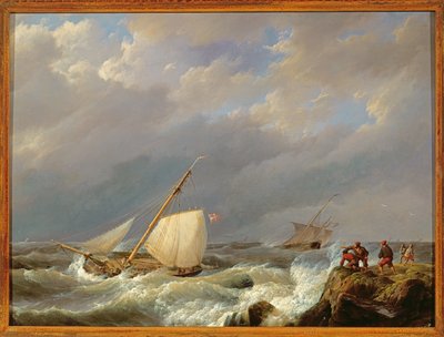 Navi su una costa di sottovento in una tempesta, 1844 da Johannes Hermann Barend Koekkoek