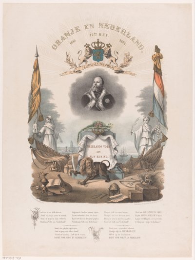 Allegoria del 25º anniversario di regno di Re Guglielmo III il 12 maggio 1874 da Johannes Hermanus van der Heijden