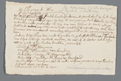Lettera del reverendo Hooyman a Jan Brandes da Johannes Hooyman