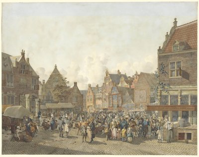 Piazza della città con fiera da Johannes Huibert Prins