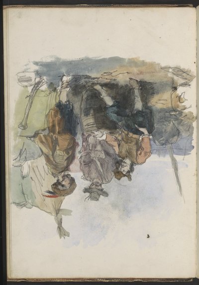 Tre uomini su un molo da Johannes Huybertus van Hove Bzn