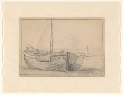 Barca da pesca sulla spiaggia da Johannes Huygens (signed by artist)