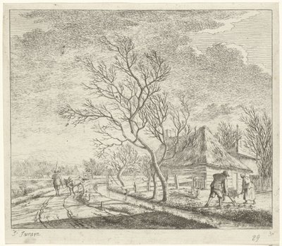 Paesaggio con fattoria e campo (Marzo) (I dodici mesi) da Johannes Janson