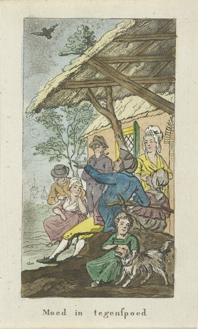 Figure sotto una tettoia, di notte da Johannes Jelgerhuis