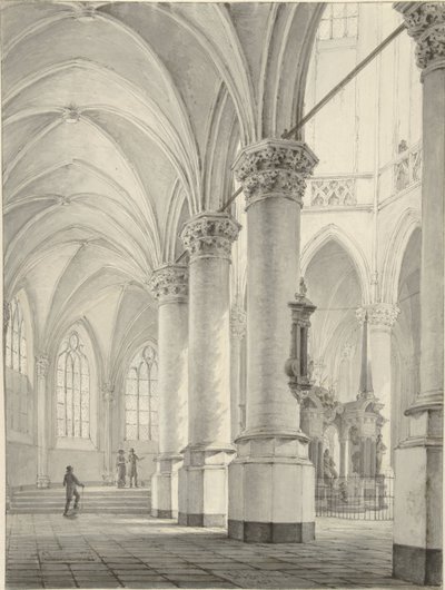 Interno della Nieuwe Kerk a Delft da Johannes Jelgerhuis