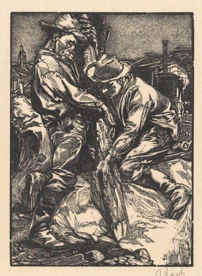 Operai edili al lavoro con pali da Johannes Josephus Aarts (signed by artist)