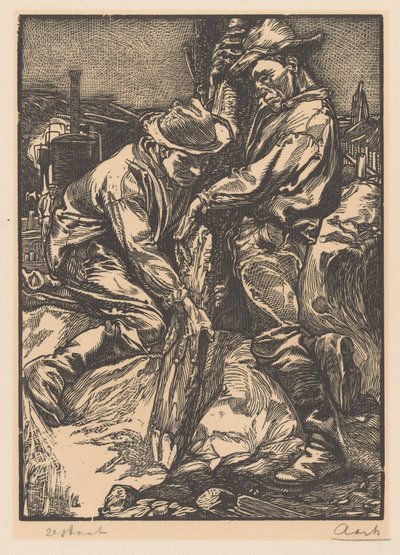 Operai edili al lavoro con palificazioni da Johannes Josephus Aarts (signed by artist)