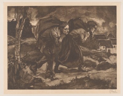 Uomo e donna con sacco sulla schiena da Johannes Josephus Aarts (signed by artist)