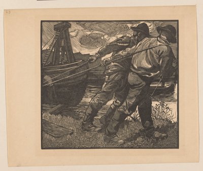 Lavoratori con corde sulla riva da Johannes Josephus Aarts