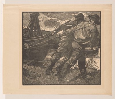Lavoratori con corde sulla riva da Johannes Josephus Aarts