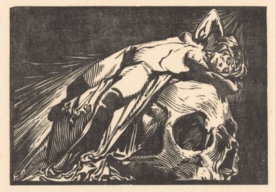 Donna sdraiata su un teschio da Johannes Josephus Aarts