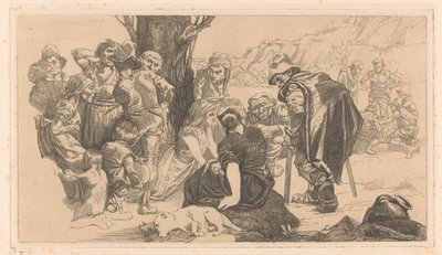 Uomini, donne e bambini vicino a un albero da Johannes Josephus Aarts
