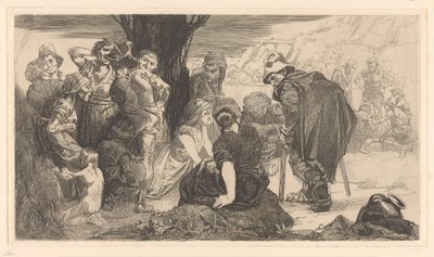 Uomini, donne e bambini vicino a un albero da Johannes Josephus Aarts