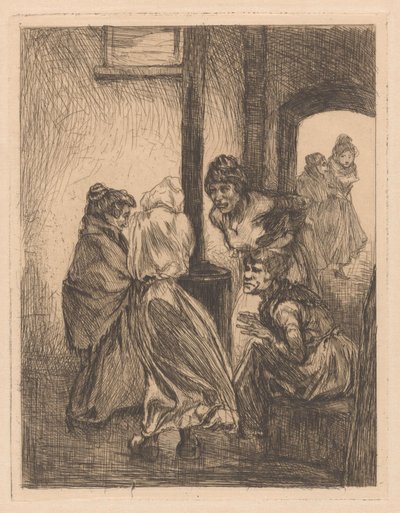 Quattro donne accovacciate intorno a una stufa da Johannes Josephus Aarts