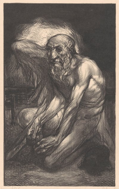 Uomo barbuto seduto con ali da Johannes Josephus Aarts