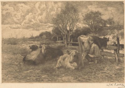 Paesaggio con mucche da Johannes Karel Leurs (signed by artist)