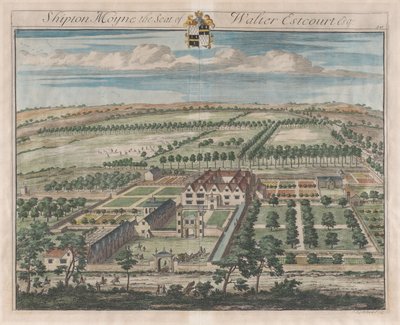 Shipton Moyne, la sede di Walter Estcourt, Esq., [1712] ripubblicato 1768 da Johannes Kip