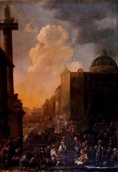 Veduta capricciosa di una piazza romana da Johannes Lingelbach