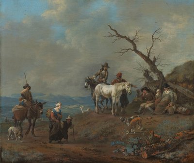 Strada di campagna con cacciatore e contadini da Johannes Lingelbach