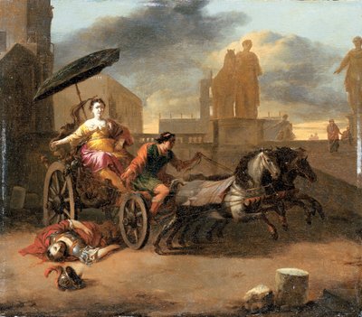 La morte di Servio Tullio con Tullia nel suo carro da Johannes Lingelbach