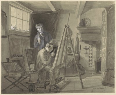 Autoritratto di Johannes Marius van Kate, in piedi nel suo studio con un visitatore da Johannes Marius ten Kate