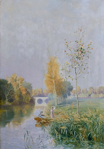 Persone in un paesaggio fluviale da Johannes Martin Grimelund