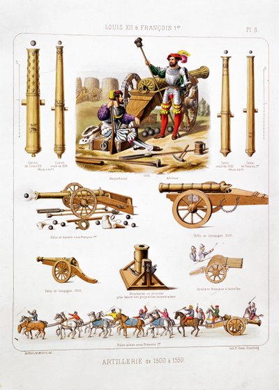 Artiglieria francese tra il 1500 e il 1550, da 