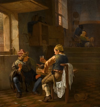 Scena di taverna con contadini che fumano e bevono da Johannes Natus
