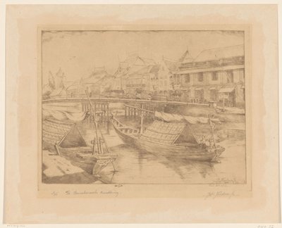 Ponte rosso nella città bassa di Surabaya a Giava Orientale da Johannes Nicolaas