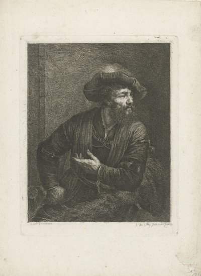 Ritratto di uomo sconosciuto con berretto piumato da Johannes Pieter de Frey