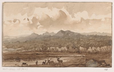 Paesaggio montano con cervi da Johannes Tavenraat (signed by artist)