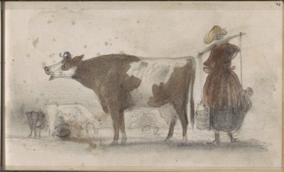 Prato con Mucche e una Contadina con un Giogo da Johannes Tavenraat