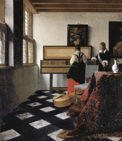 Una signora al Virginal con un gentiluomo, "La lezione di musica". da Johannes Vermeer