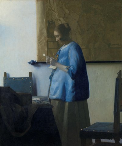 Donna in blu che legge una lettera da Johannes Vermeer