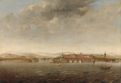Veduta di Cochin sulla costa del Malabar in India da Johannes Vinckboons (attributed to)