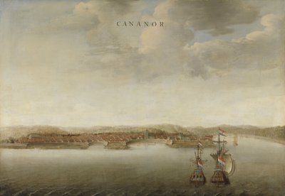 Veduta di Cannanore sulla costa del Malabar in India da Johannes Vinckeboons