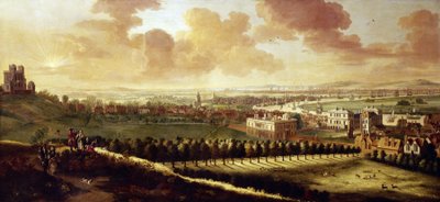 Veduta di Greenwich e Londra, con il Royal Observatory a sinistra, al centro la Queen