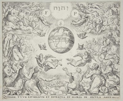 Adorazione della Trinità in cielo da Johannes Wierix