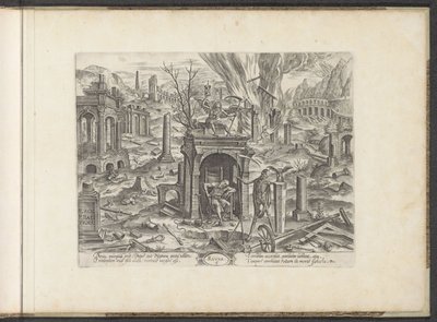 Età da 80 anni alla morte; la rovina (Zes leeftijden van de mens / zes bouwordes) da Johannes Wierix